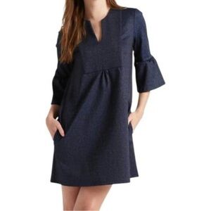 Jude Connally Kerry Denim Textured Dress size Medium Navy Stretch Office Career